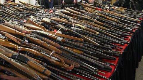 A total of 1,137 guns were turned in for cash during a state-sponsored gun buyback program for Camden County residents, Dec. 18, 2012